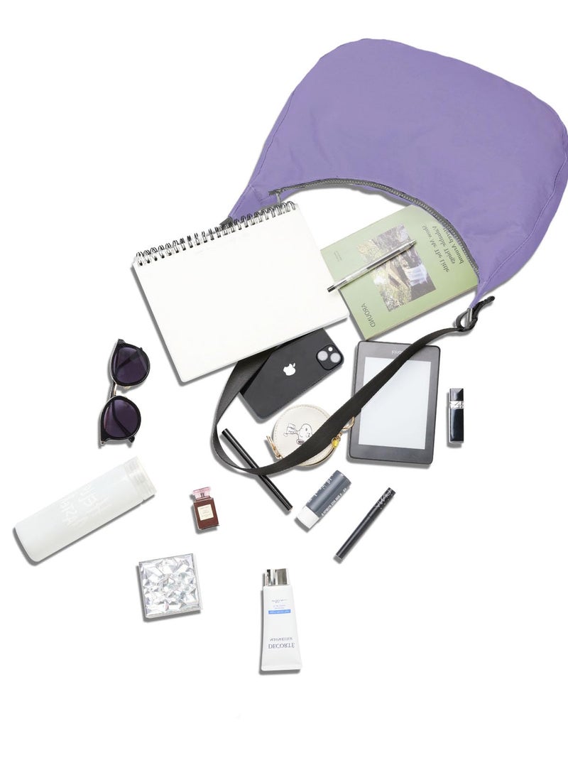 FASTFAIRY Medium Nylon Crossbody Crescent Bag: Violet Slouchy Style Shoulder Casual with Adjustable Strap - Minimalist Environmentalist - Commuting Work Daily - Image 5