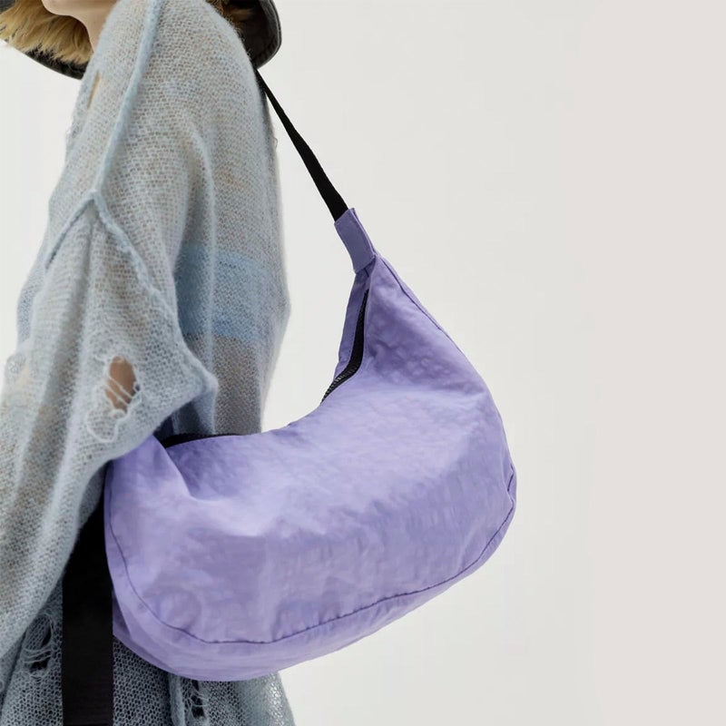 FASTFAIRY Medium Nylon Crossbody Crescent Bag: Violet Slouchy Style Shoulder Casual with Adjustable Strap - Minimalist Environmentalist - Commuting Work Daily - Image 2
