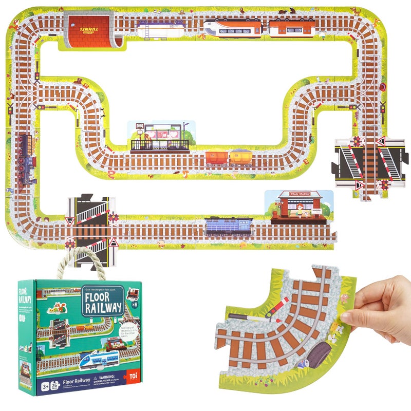 TOI Gaint Floor Puzzle for Kids Ages 3 and Up 2x3 Feet Railway Floor Puzzles for Toddlers 35 Extra Large Preschool Learning Jigsaw Puzzles for Boys and Girls - Image 3