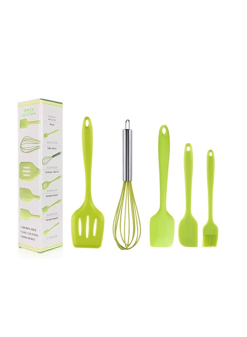 Silicone shovel scraper brush egg beater silicone kitchenware 5-piece set kitchen utensil set kitchen cooking utensils - Image 2