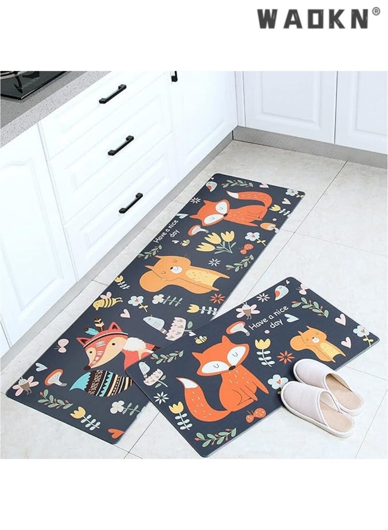 WAOKN Kitchen Rugs and Mats Washable [2 PCS],Non-Skid Soft Absorbent Kitchen Mats Set for Floor,Comfort Runner Rug Carpets for Kitchen Floor,Sink,Laundry,Hallway,Dinning Room,Office - Image 2