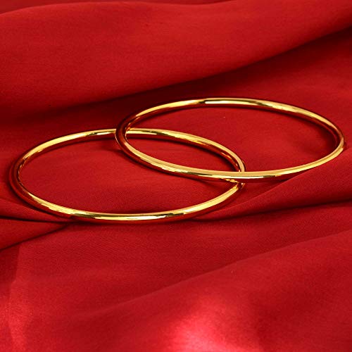 Memoir Brass 1 Gram Gold plated Plain thick Fashion Bangle set Women Traditional - Image 4