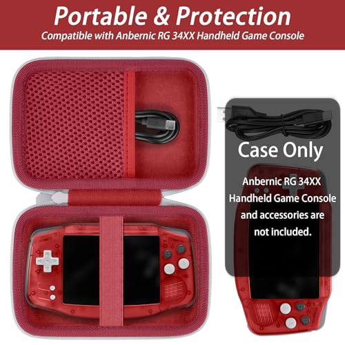 khanka Hard Travel Case Replacement for Anbernic RG34XX Handheld Game ConsoleCase Only Red - Image 5