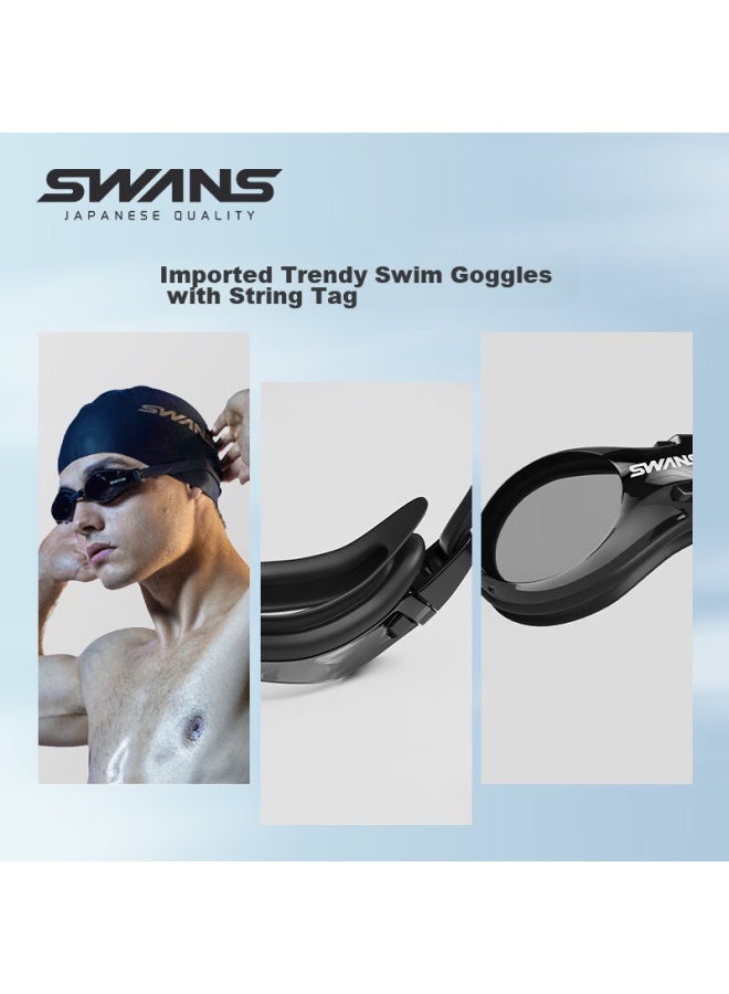 Speed Vision Suanshi Swans Men's Swim Trunks, Swim Cap, And Swimming Goggles Three-piece Set Professional Training Knee-length Swim Shorts Men's Suit 400° 3XL - Image 4