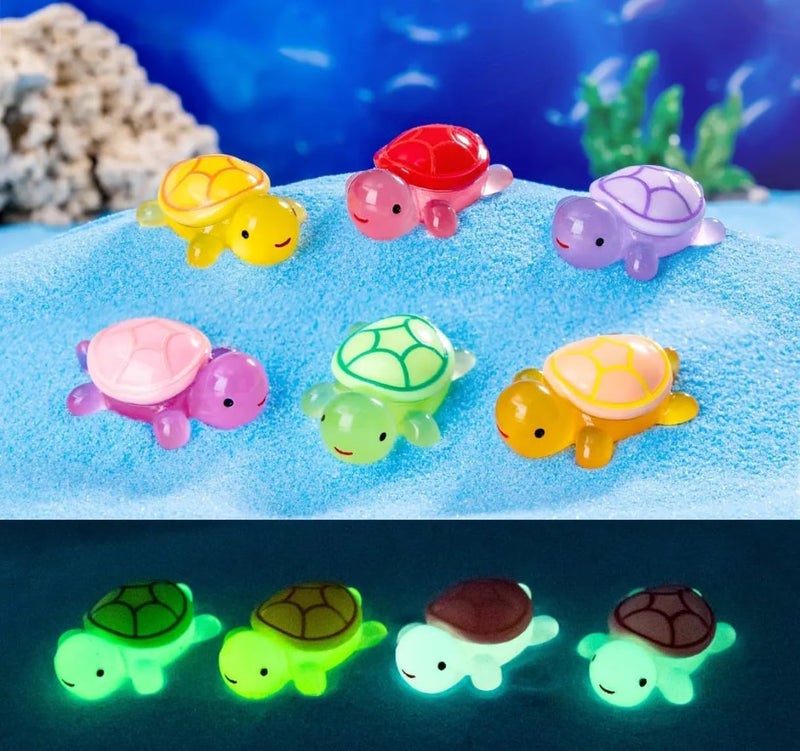 VRB Dec 1 Set Miniature Showpiece Set for Home Decor,Car Dashboard,Valentine,Living Room,Gifts Figurines,Cake Decoration Items,Figurines for Home Decor. ((10 Pcs Glowing Turtle Miniature)) - Image 1