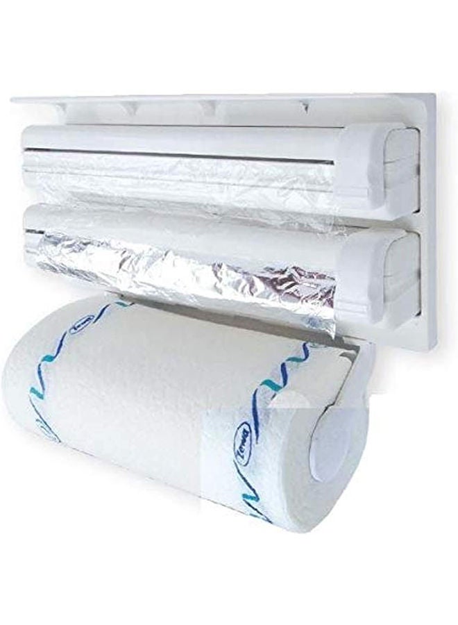 Triple Paper Dispenser Plastic Wrap Frame White 