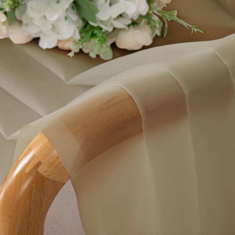 OVZME Taupe Sheer Curtains 54 Inches Long 2 Panels - Soft Light Filtering Window Sheer Panels for Living Room/Bedroom  Top Dual Rod Pocket  1 Pair  Each 42Wx54L Inches - Image 5