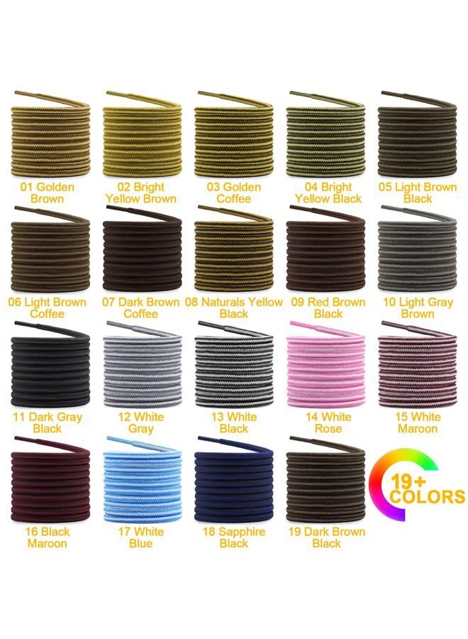 DELELE 2 Pair Round Boot Laces Outdoor Hiking Walking Shoelaces Dark Gray Black Striped Shoe Lace Work Shoe Strings 63 inch - Image 4
