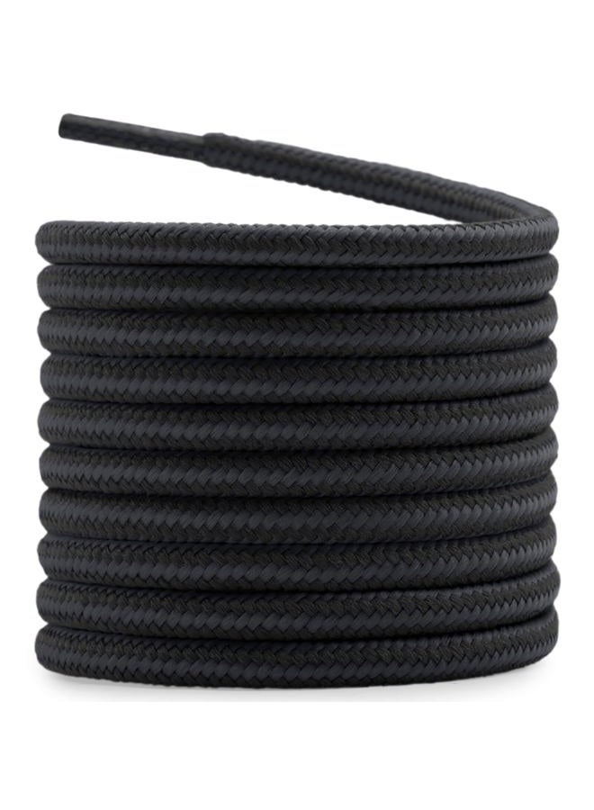 DELELE 2 Pair Round Boot Laces Outdoor Hiking Walking Shoelaces Dark Gray Black Striped Shoe Lace Work Shoe Strings 63 inch - Image 1