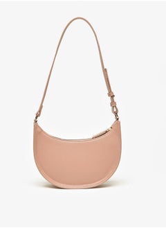 Flora Bella By Shoexpress Women Solid Hobo Bag with Adjustable Handle and Zip Closure  - Image 3