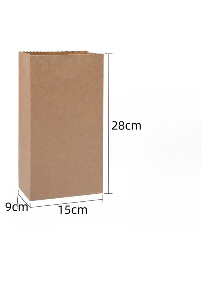 Generic - 50 Pcs Brown Paper Lunch Bag Sandwich Kraft Paper Bags Strong & Durable:15x9x28cm, Paper Food Bags, Paper Lunch Bags, Kraft Paper, Sweet Bags Without Handles for Wedding Birthday Party - Image 1