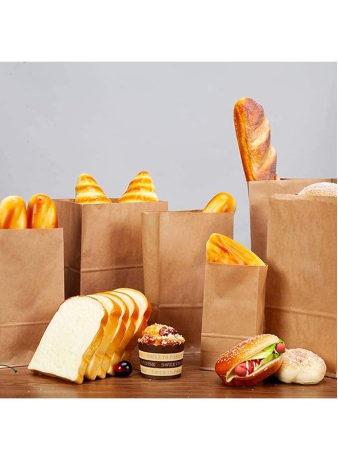 Generic - 50 Pcs Brown Paper Lunch Bag Sandwich Kraft Paper Bags Strong & Durable:15x9x28cm, Paper Food Bags, Paper Lunch Bags, Kraft Paper, Sweet Bags Without Handles for Wedding Birthday Party - Image 1