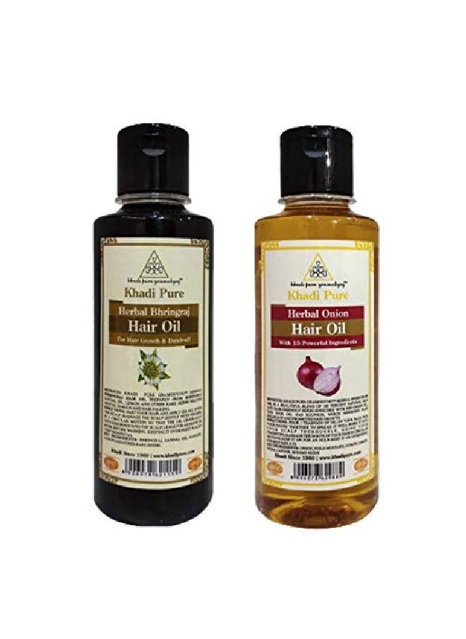 Khadi Pure Bhringraj & Onion Hair Oil 210 ml (Pack of 2)  - Image 1