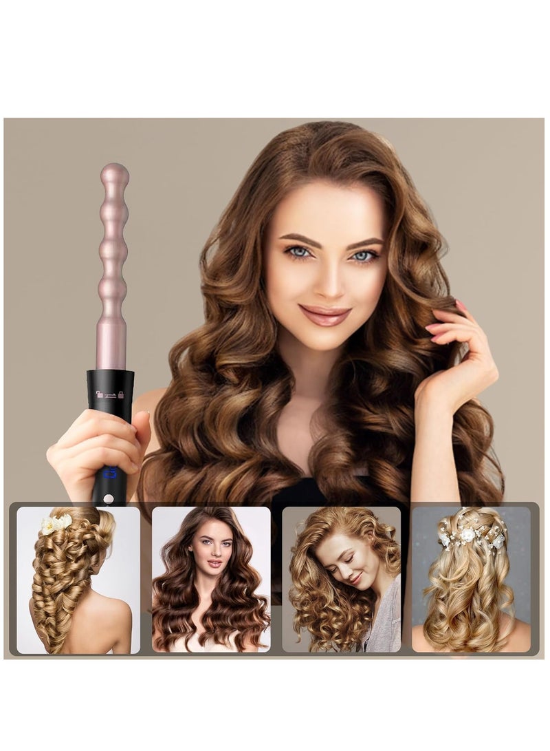 SYOSI 5-in-1 Curling Iron Set, Interchangeable Curling Wand with LCD Digital Display, Dual Voltage Hair Crimper Iron with 4 Temperature Controls, Includes Glove & 2 Clips, Perfect for All Hair Types - Image 2