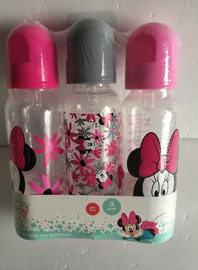 Cudlie Disney Baby Girl Minnie Mouse 9 oz Pack of 3 Baby Bottles, Tropic Floral - Image 5