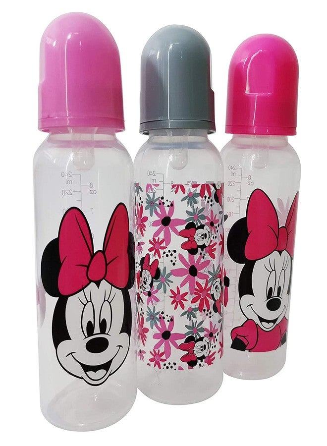Cudlie Disney Baby Girl Minnie Mouse 9 oz Pack of 3 Baby Bottles, Tropic Floral - Image 1
