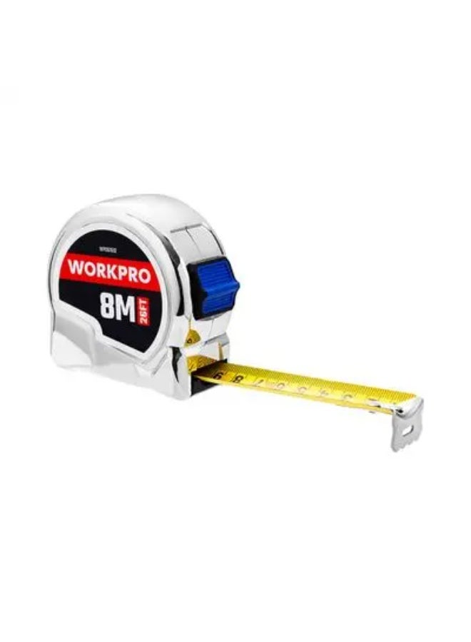 WORKPRO 8M(26FT)X25MM CHROME TAPE MEASURE - Image 5