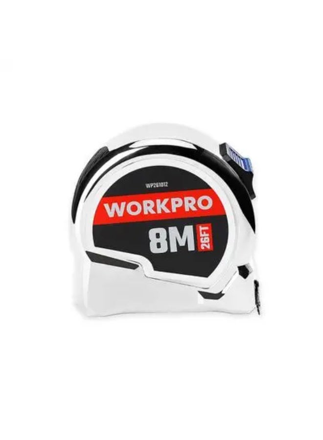 WORKPRO 8M(26FT)X25MM CHROME TAPE MEASURE - Image 4