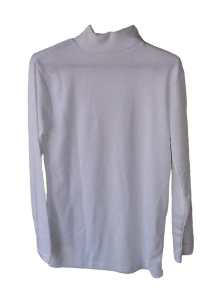 Men Fashion Solid Colour Long Sleeve Turtleneck Sweater Slim Fit Knitted Pullover White  - Image 4