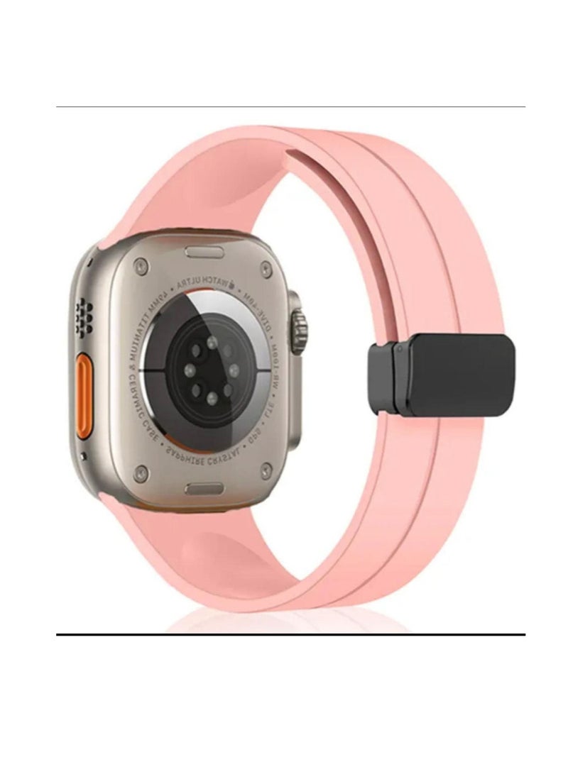 حزام ساعة ابل بقفل مغناطيسي مقاس 45 لون وردي - Image 2