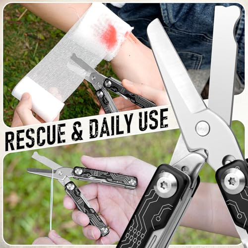 BIBURY Mini Keychain Multitool Scissors B12062B, 9 in 1 Multitool EDC Scissors with Screwdriver, Bottle Opener, Pocket Knife, Spring -Mini Multi Tool for Outdoor, Daily Use, Gifts for Men and Women - Image 4