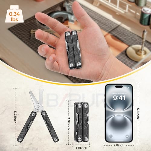 BIBURY Mini Keychain Multitool Scissors B12062B, 9 in 1 Multitool EDC Scissors with Screwdriver, Bottle Opener, Pocket Knife, Spring -Mini Multi Tool for Outdoor, Daily Use, Gifts for Men and Women - Image 3