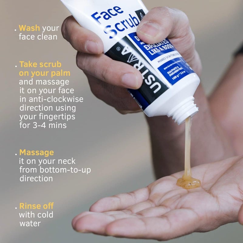 Ustraa Face Scrub for Men 100g | De-Tan Exfoliating Face Scrub with Bigger Walnut Granules | Removes Tan, Blackheads & Dead Skin | No Sulphate, No Paraben, Made in India - Image 5