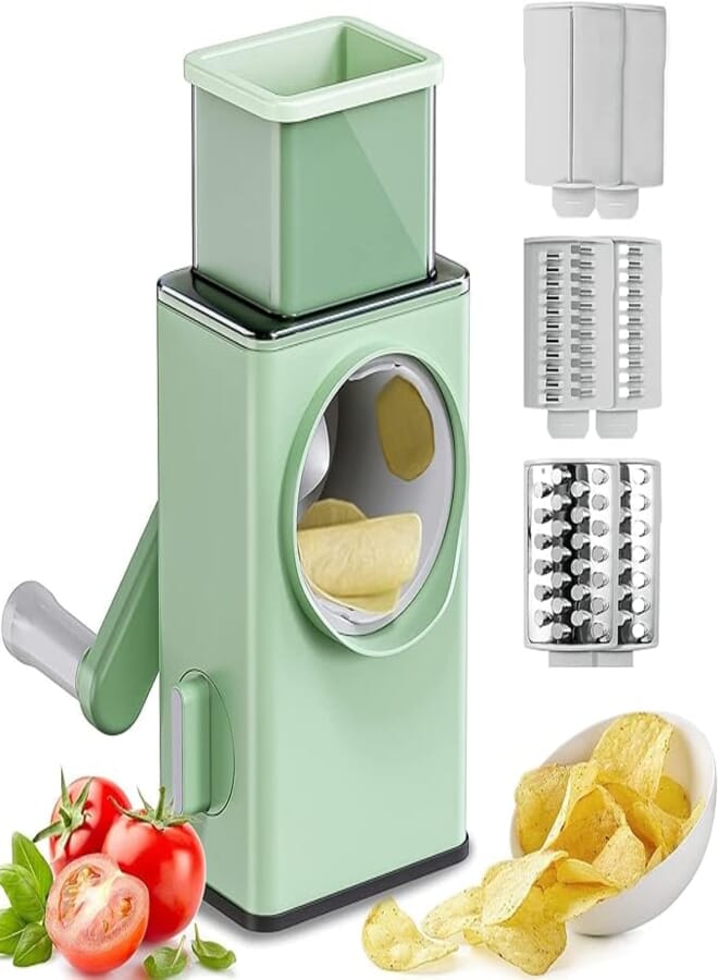 QSHOP® Multipurpose Rotary Hand Grater Slicer Slicer Shredder Slicer Grater for Cheese Vegetables Potato Nuts Salad Kitchen Use (Grater, Slicer, Chopper)
