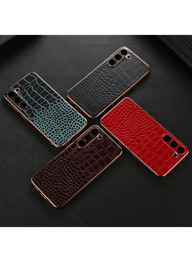 S-TOP Case For Samsung Galaxy S23+ 5G Crocodile Texture Genuine Leather Nano Electroplating Phone Case - Image 4