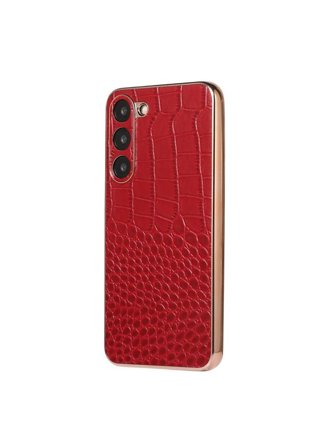 S-TOP Case For Samsung Galaxy S23+ 5G Crocodile Texture Genuine Leather Nano Electroplating Phone Case - Image 2