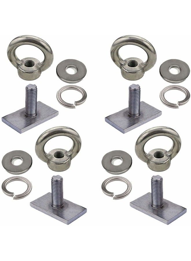 Pmsanzay 4 Pack Heavy Duty Eye Bolt, Stainless Steel - M8 Eye Nuts, Track Mount Tie Down Eyelet to Hold Your Bungee Cord or Ropes Anchoring, Anchoring kit - Image 1