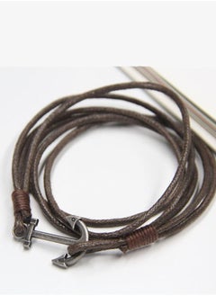 Anchor Charm Leather Wrap Bracelet