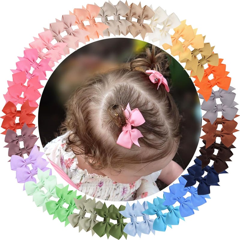 ALinmo Baby Hair Clips for Girls 50PCS - 2" Girls Fully Lined Bows Hair Pins Tiny Hair Bows Alligator Clips for Baby Girls Infants Toddlers in Pairs - Image 1