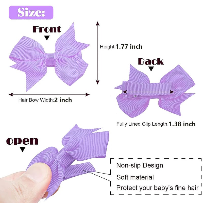 ALinmo Baby Hair Clips for Girls 50PCS - 2" Girls Fully Lined Bows Hair Pins Tiny Hair Bows Alligator Clips for Baby Girls Infants Toddlers in Pairs - Image 2