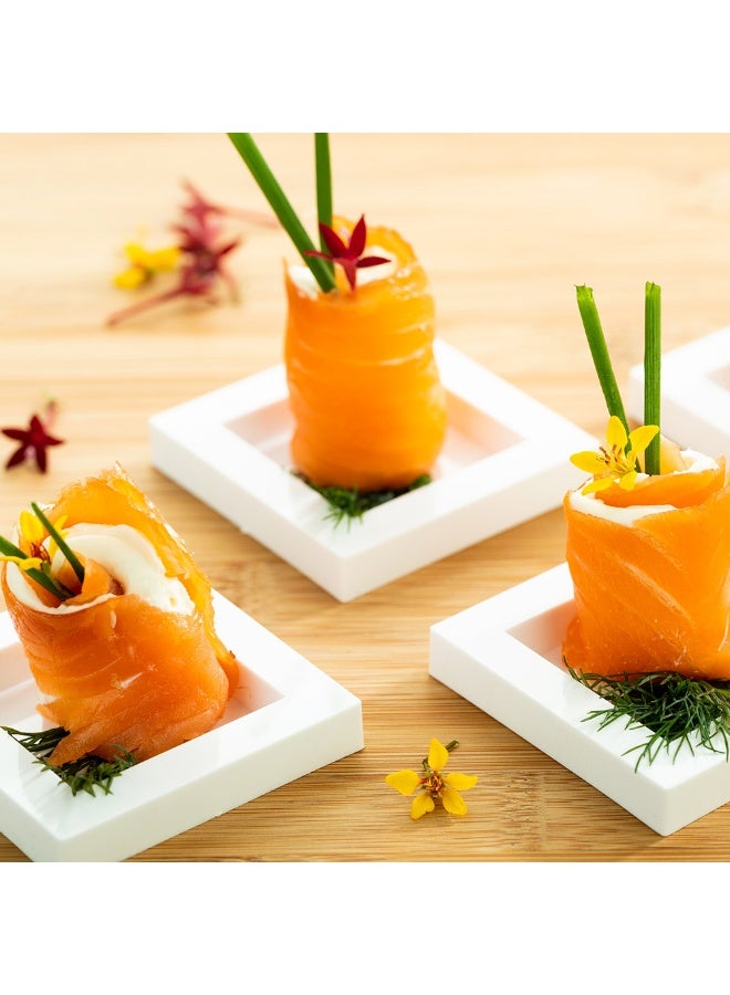 Restaurantware 2.5 x 2.5 Inch Dessert Plates, 100 Disposable Appetizer Plates - For Cold Foods, White Plastic Mini Serving Plates, Serve Appetizers Or Desserts, For Buffet Or Catered Events - Image 3