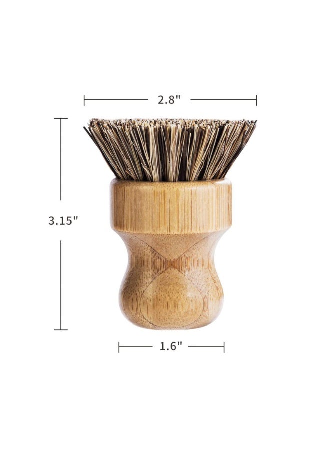 3-Piece Set Of Circular Mini Dishwashing Brushes, Natural Frosted Brushes, Durable Bamboo Washer Cleaning Kit, Used For Cleaning Pots, Pans, Vegetables, And More - Image 4
