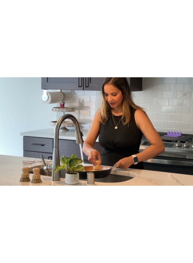 3-Piece Set Of Circular Mini Dishwashing Brushes, Natural Frosted Brushes, Durable Bamboo Washer Cleaning Kit, Used For Cleaning Pots, Pans, Vegetables, And More - Image 3