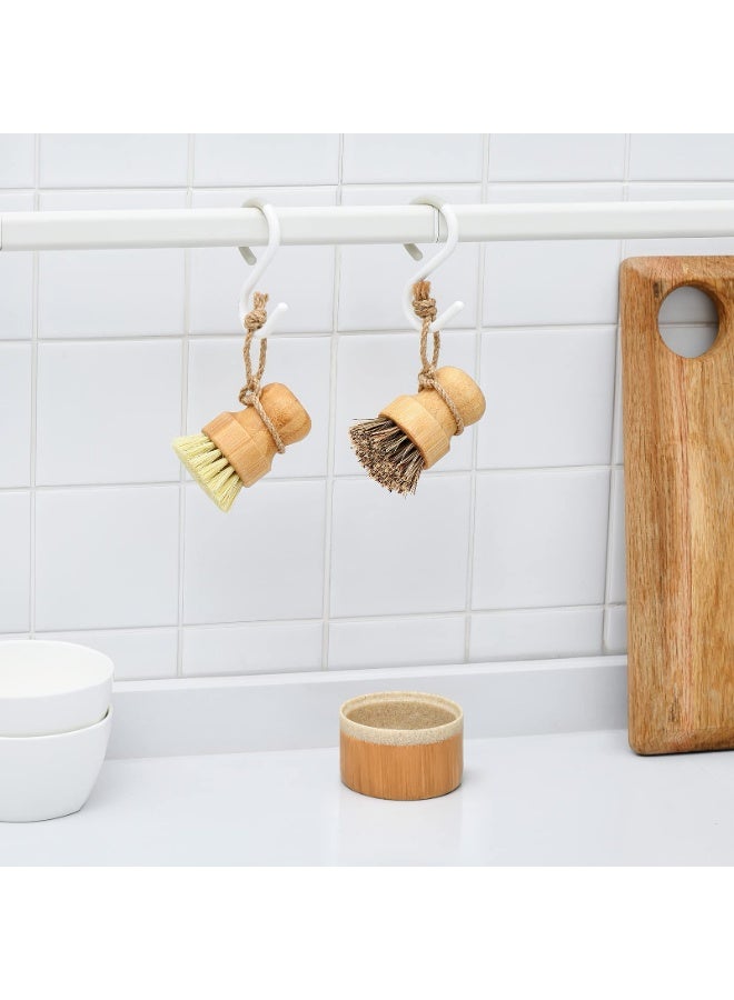 3-Piece Set Of Circular Mini Dishwashing Brushes, Natural Frosted Brushes, Durable Bamboo Washer Cleaning Kit, Used For Cleaning Pots, Pans, Vegetables, And More - Image 2