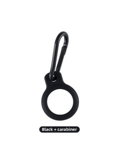 Suitable For Apple Airtag Silicone Protective Case Tracker Silicone Protective Case Anti-lost Airtags Protective Case-Color:082 Short Black + Mountaineering Buckle
