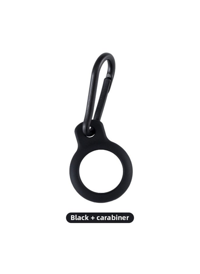 Generic - Suitable For Apple Airtag Silicone Protective Case Tracker Silicone Protective Case Anti-lost Airtags Protective Case-Color:082 Short Black + Mountaineering Buckle - Image 1