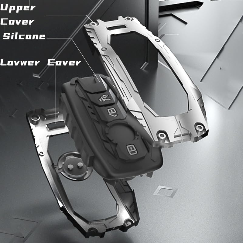 facaizhu Heavy Metal Key Fob Cover Case Protector for Mercedes Benz, Keychain, Accessories for Mercedes Benz C E S M CLS CLK G Class(TypeC-Black) - Image 3