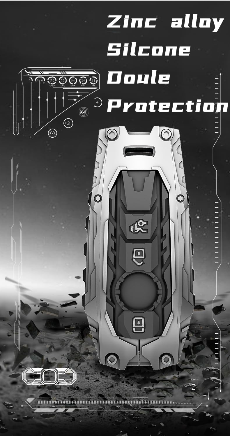 facaizhu Heavy Metal Key Fob Cover Case Protector for Mercedes Benz, Keychain, Accessories for Mercedes Benz C E S M CLS CLK G Class(TypeC-Black) - Image 4