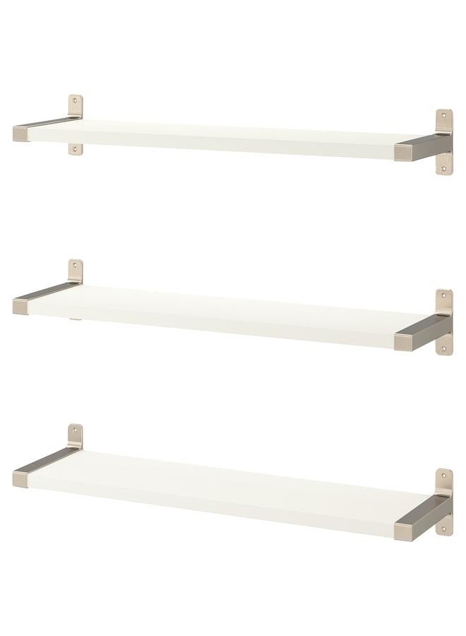 Zaboon Wall shelf combination, white/nickel-plated, 80x20 cm - Image 1