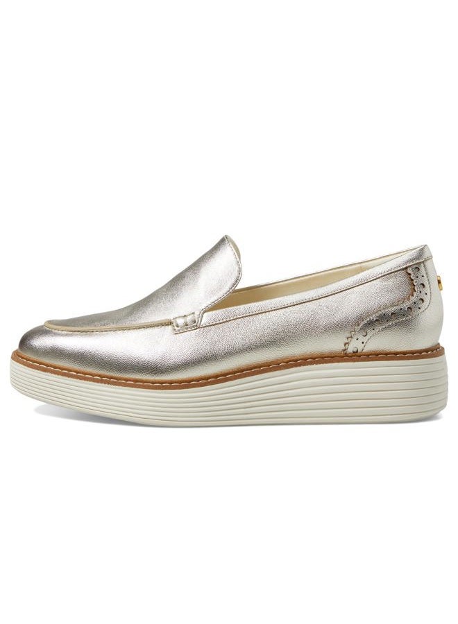 COLE HAAN Women's Originalgrand Platform Venetian Loafer Penny, Soft Gold Talca/Ivory, 6 - Image 4