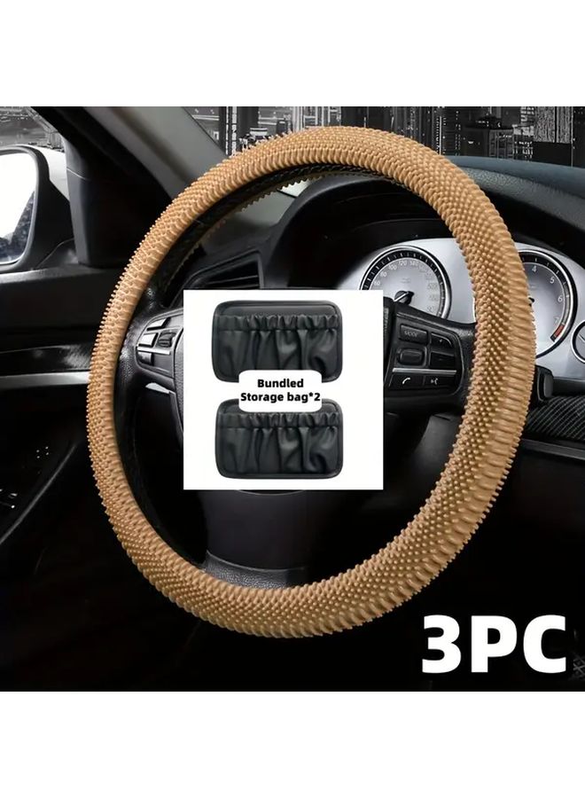 Black Silicone Steering Wheel Cover Set With Two Large Storage Bags - Image 5
