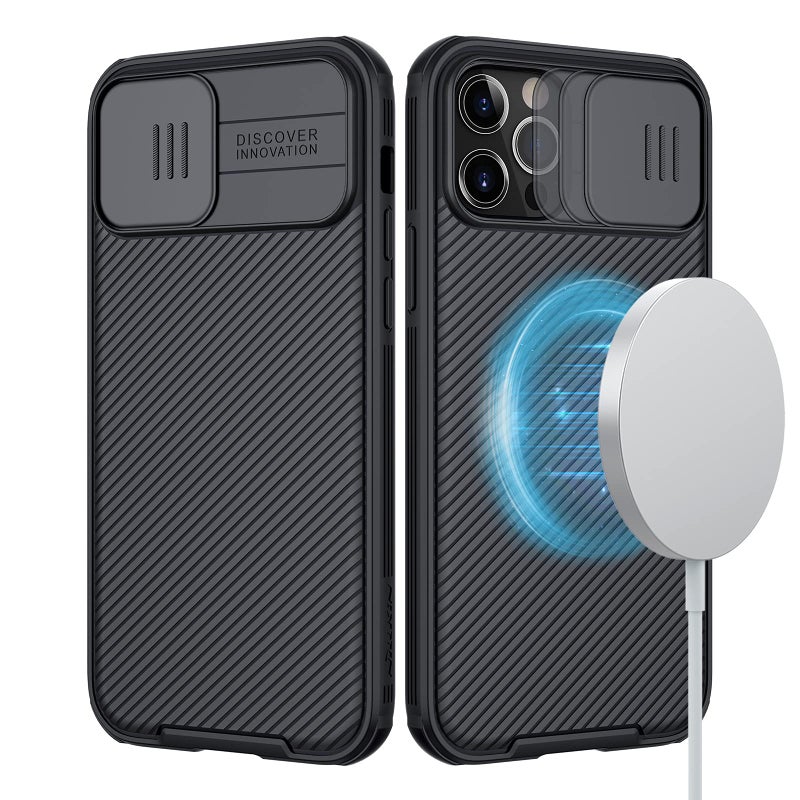 Nillkin Compatible with Magnetic Case iPhone 12 Pro Max 67 inch Support Magsafe Charger CamShield Case with Slide Camera Cover Slim Protective Case Black