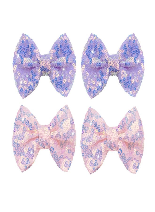 HELYKAKA Purple Sequins Bows for Girls, Handmade Hair Clip Glitter Hair Bows Alligator Clips Hair Accessories for Little Teen Toddler Girls Kids - Image 1