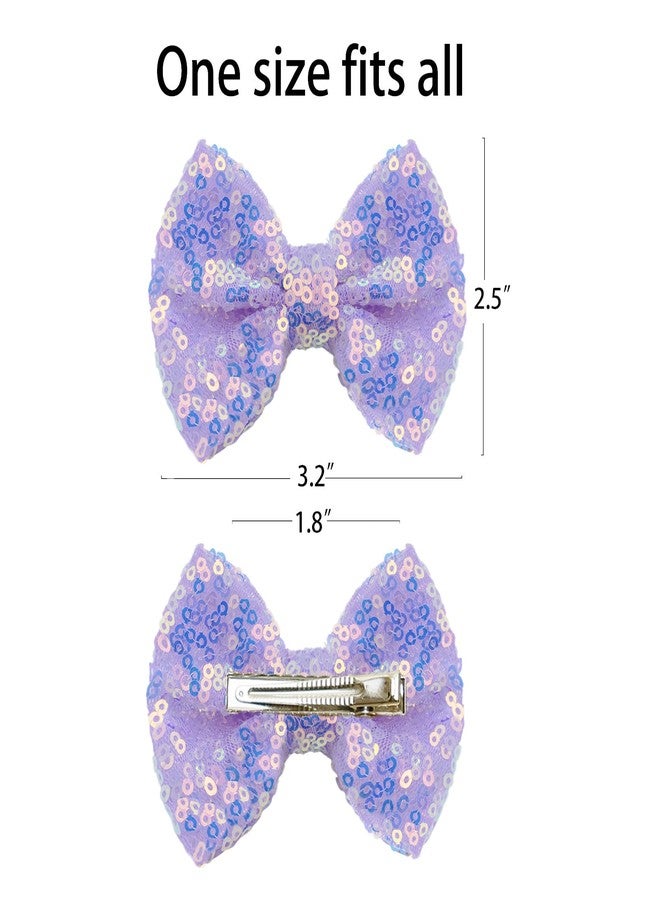 HELYKAKA Purple Sequins Bows for Girls, Handmade Hair Clip Glitter Hair Bows Alligator Clips Hair Accessories for Little Teen Toddler Girls Kids - Image 5