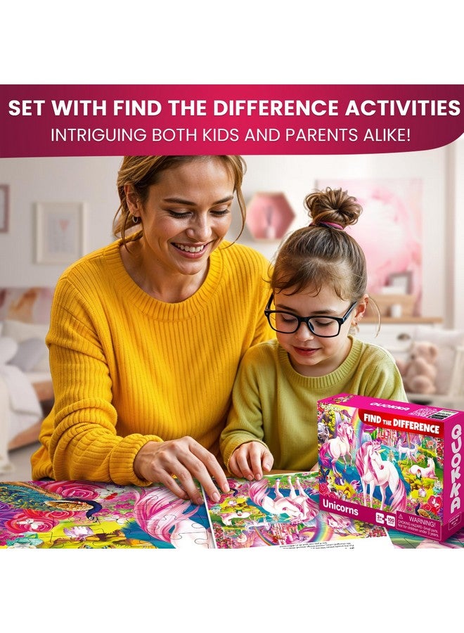 QUOKKA 100 Piece Puzzles for Kids Ages 8-10 - 3XSET Puzzles for Kids Ages 4-6 - Search & Find Mermaids Unicorns Kid Activities Included for 5-8 Year Old - Toddler Learning Toy Game Gift for Girls - Image 4