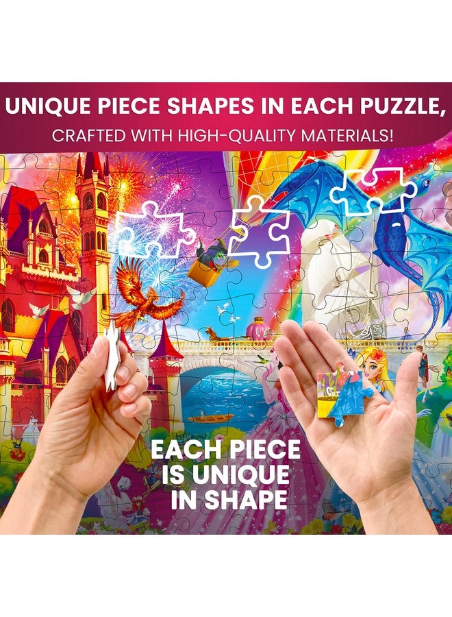 QUOKKA 100 Piece Puzzles for Kids Ages 8-10 - 3XSET Puzzles for Kids Ages 4-6 - Search & Find Mermaids Unicorns Kid Activities Included for 5-8 Year Old - Toddler Learning Toy Game Gift for Girls - Image 3